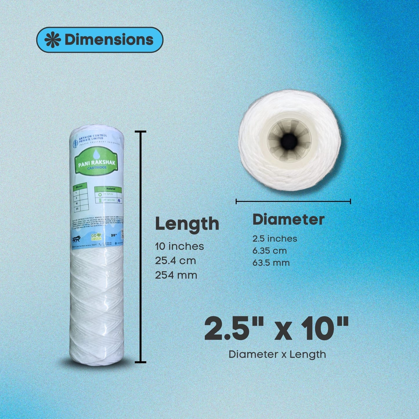 Pani Rakshak String Wound Water Filter Cartridge (2.5 x 10 inch, 5 Micron)