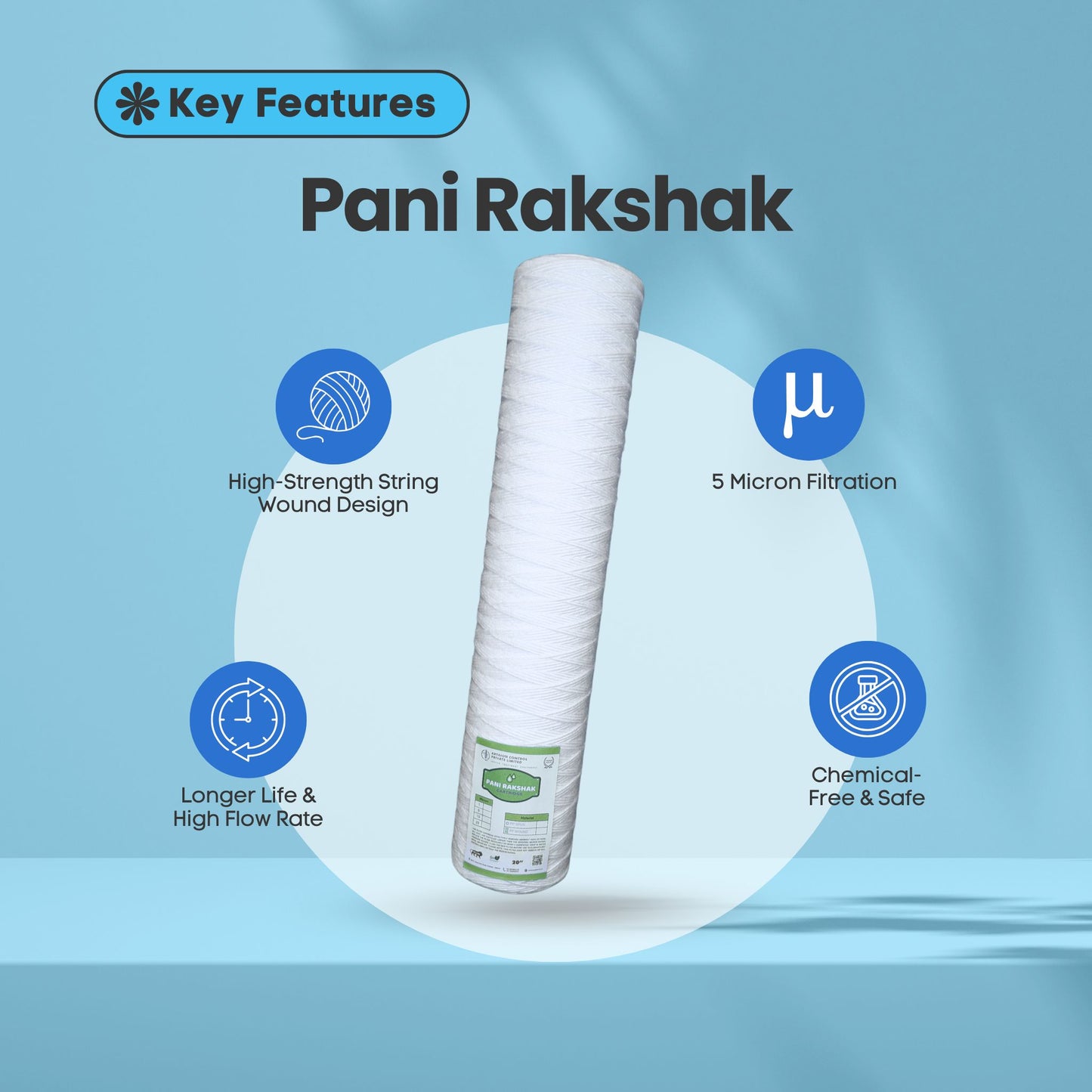 Pani Rakshak Jumbo String Wound Filter Cartridge – 5 Micron