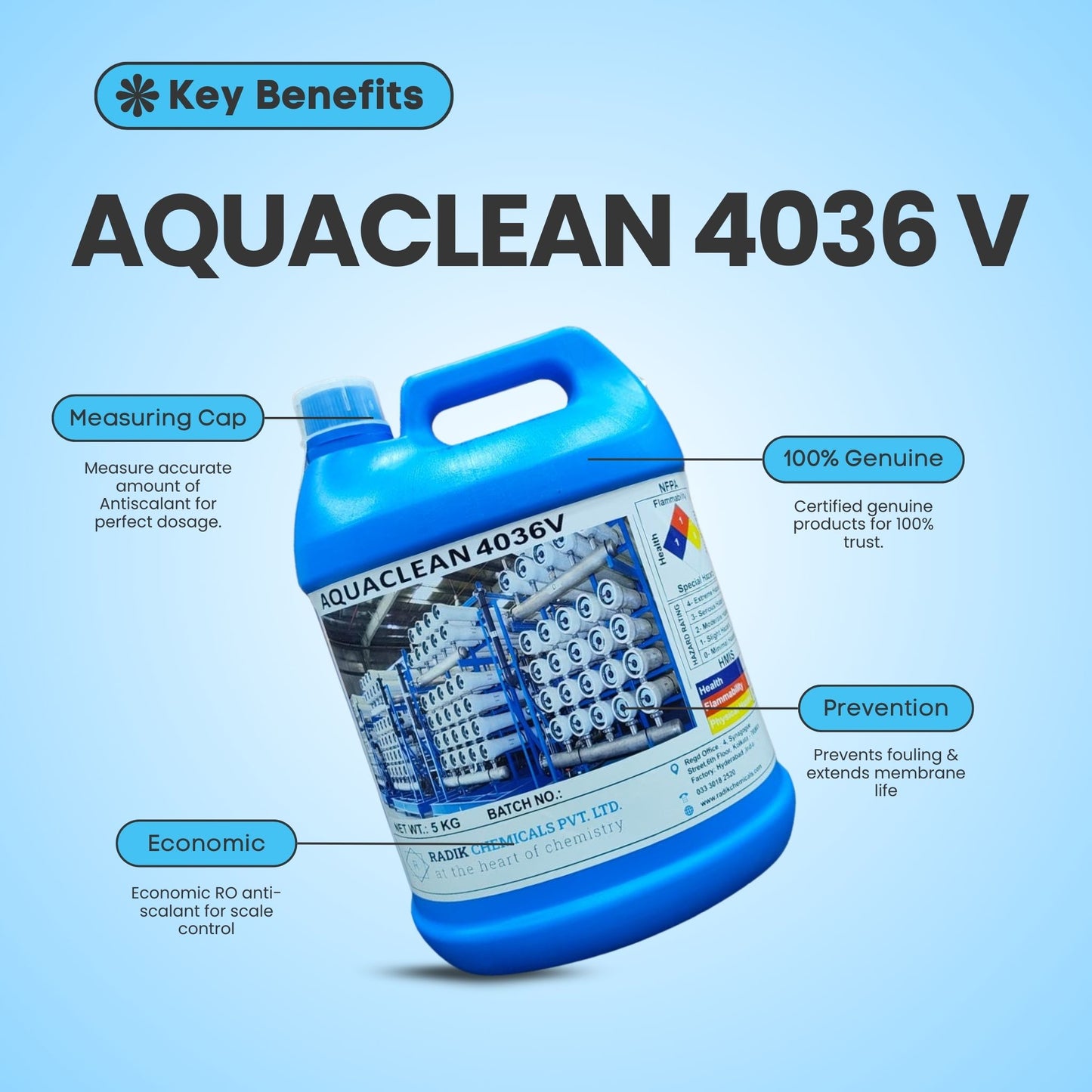 Radik Chemicals Aquaclean 4036V – Low pH Anti-Scalant for Reverse Osmosis Systems