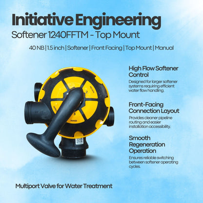 Softener S1240FFTM Multiport Valve by Initiative Engineering (40 NB, Top Mount, Softener, Front Facing)