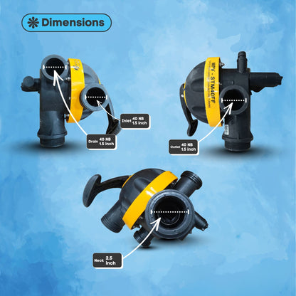 Softener S1240FFTM Multiport Valve by Initiative Engineering (40 NB, Top Mount, Softener, Front Facing)