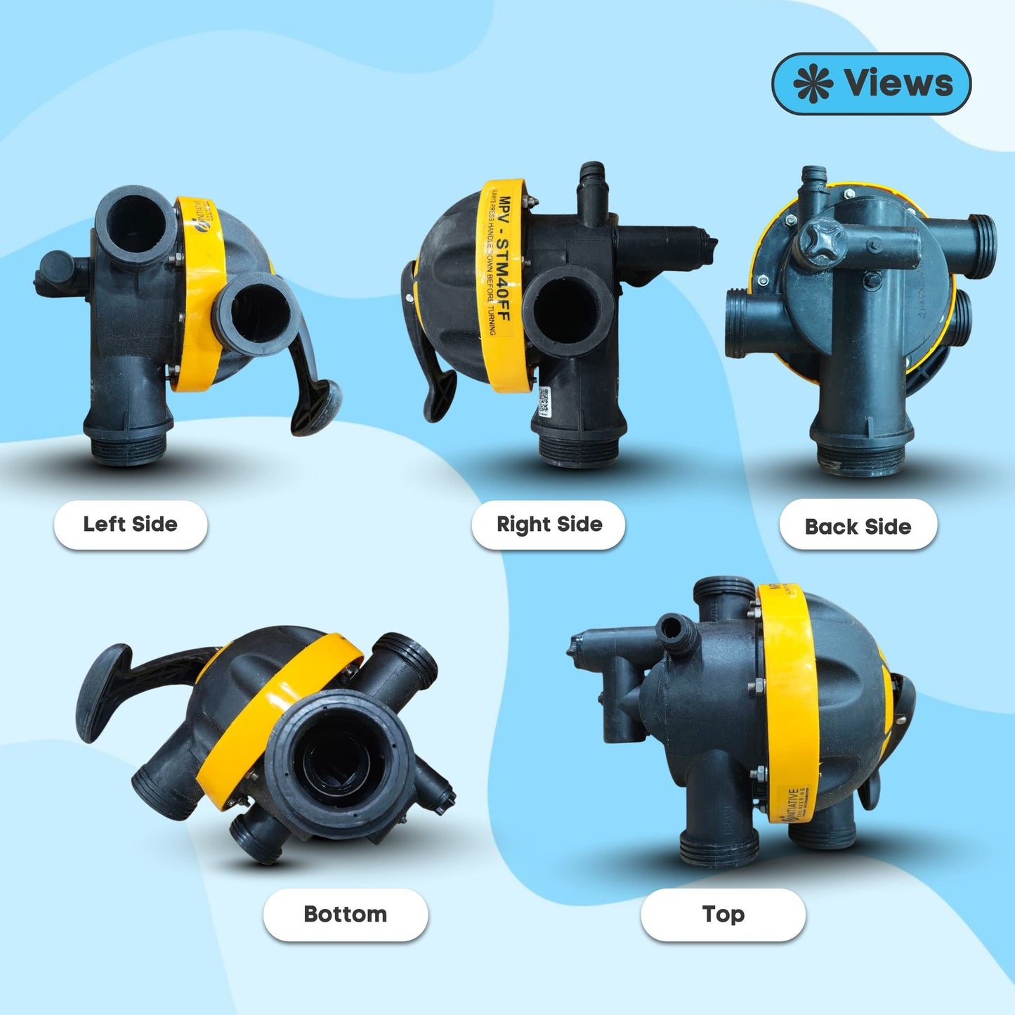 Softener S1240FFTM Multiport Valve by Initiative Engineering (40 NB, Top Mount, Softener, Front Facing)