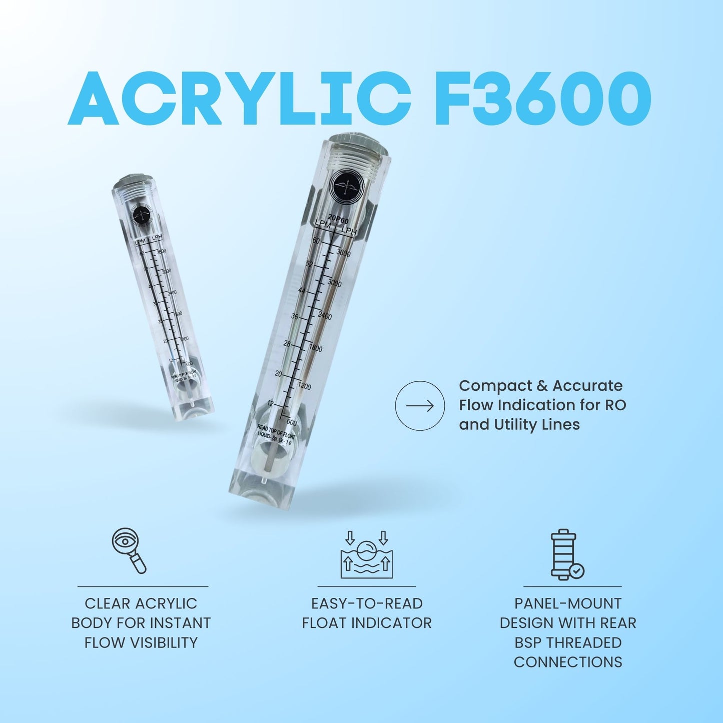 Acrylic Rotameter / Flowmeter – F3600