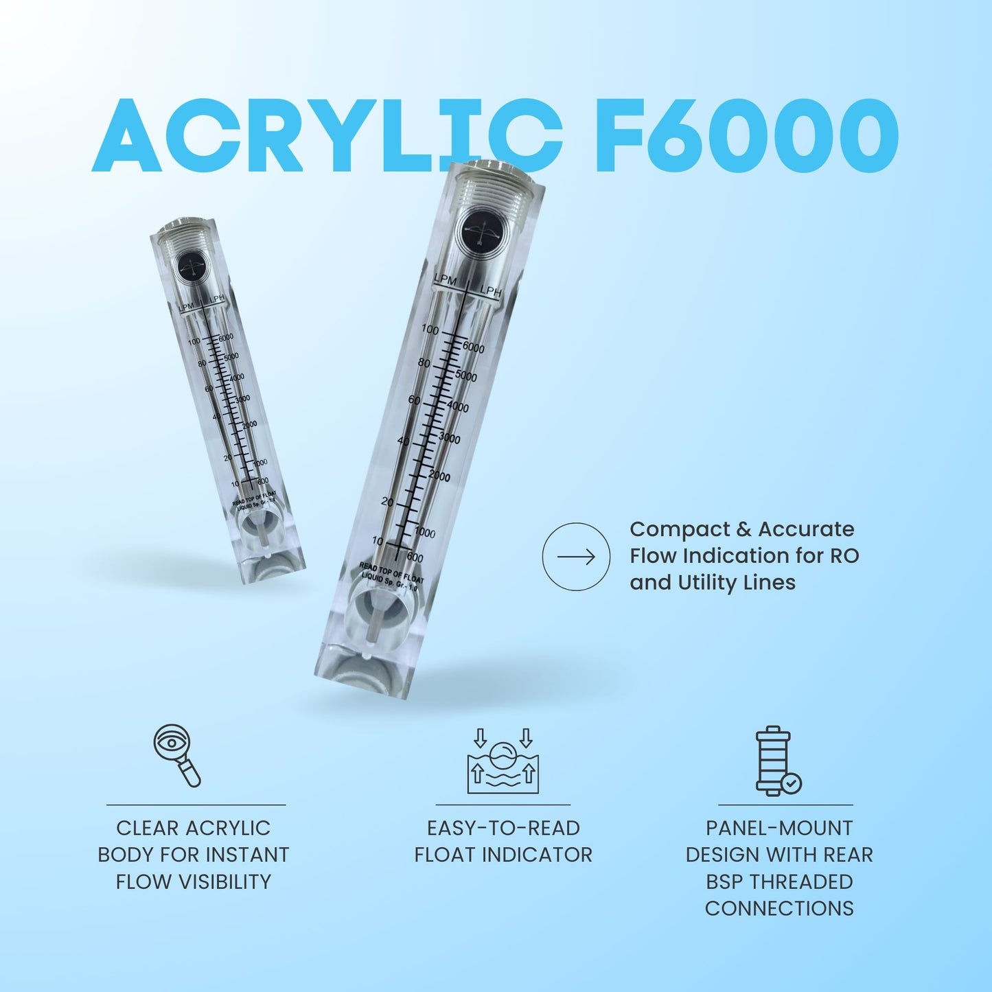 Acrylic Rotameter / Flowmeter – F6000