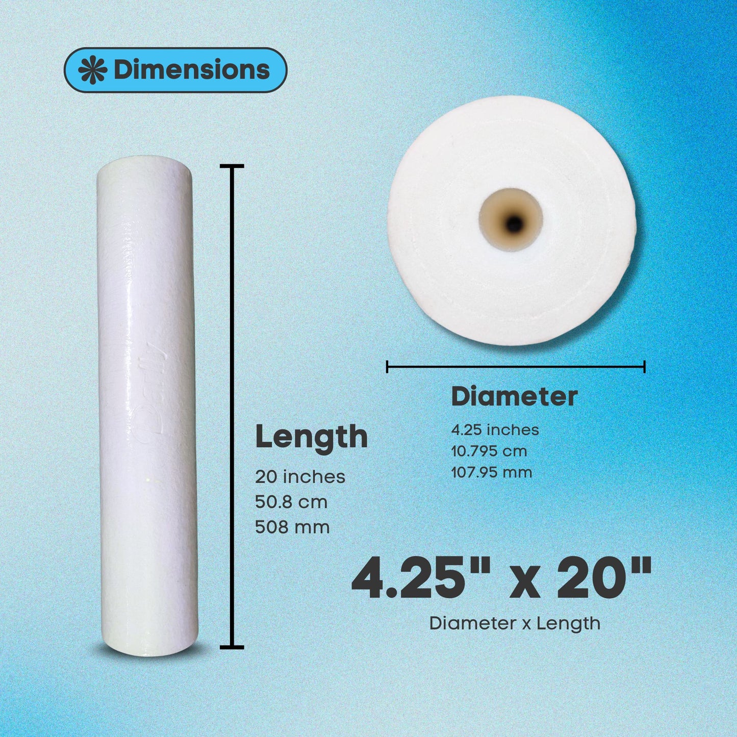Darlly DLPP Series Melt Blown Spun Filter Cartridge – 4.25 x 20" Jumbo (5 Micron)