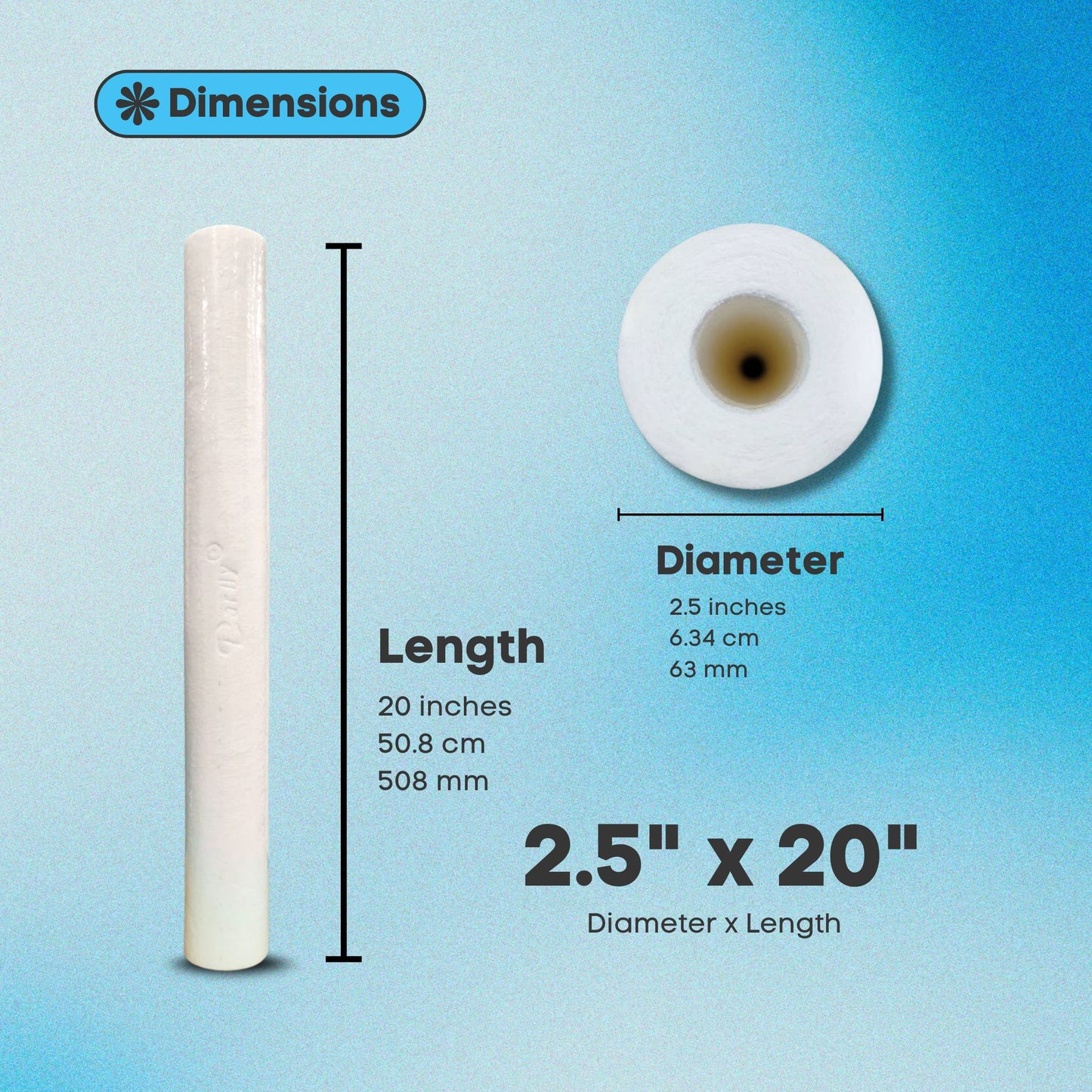 Darlly DLPP Series Melt Blown Spun Filter Cartridge – 2.5 x 20" (5 Micron)