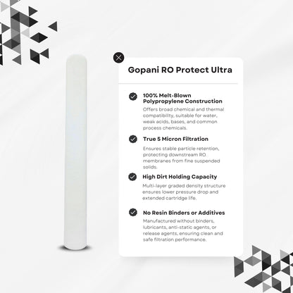Gopani RO Protect Ultra Spun Filter Cartridge – 2.5 x 20" Slim (DOE), 5 Micron