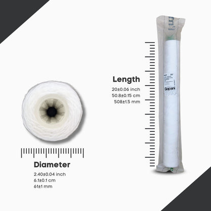 Gopani Clarywound Ultra String Wound Cartridge – 2.5 x 20" Slim, 5 Micron