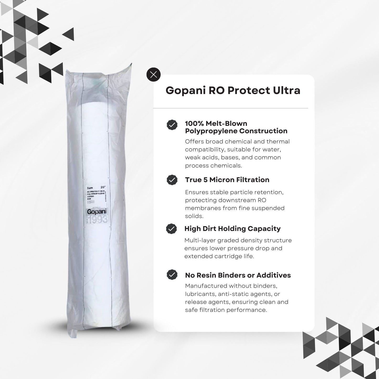 Gopani RO Protect Ultra Spun Filter Cartridge – Jumbo (DOE), 5 Micron