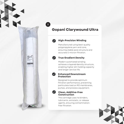 Gopani Clarywound Ultra String Wound Filter Cartridge – Jumbo, 5 Micron