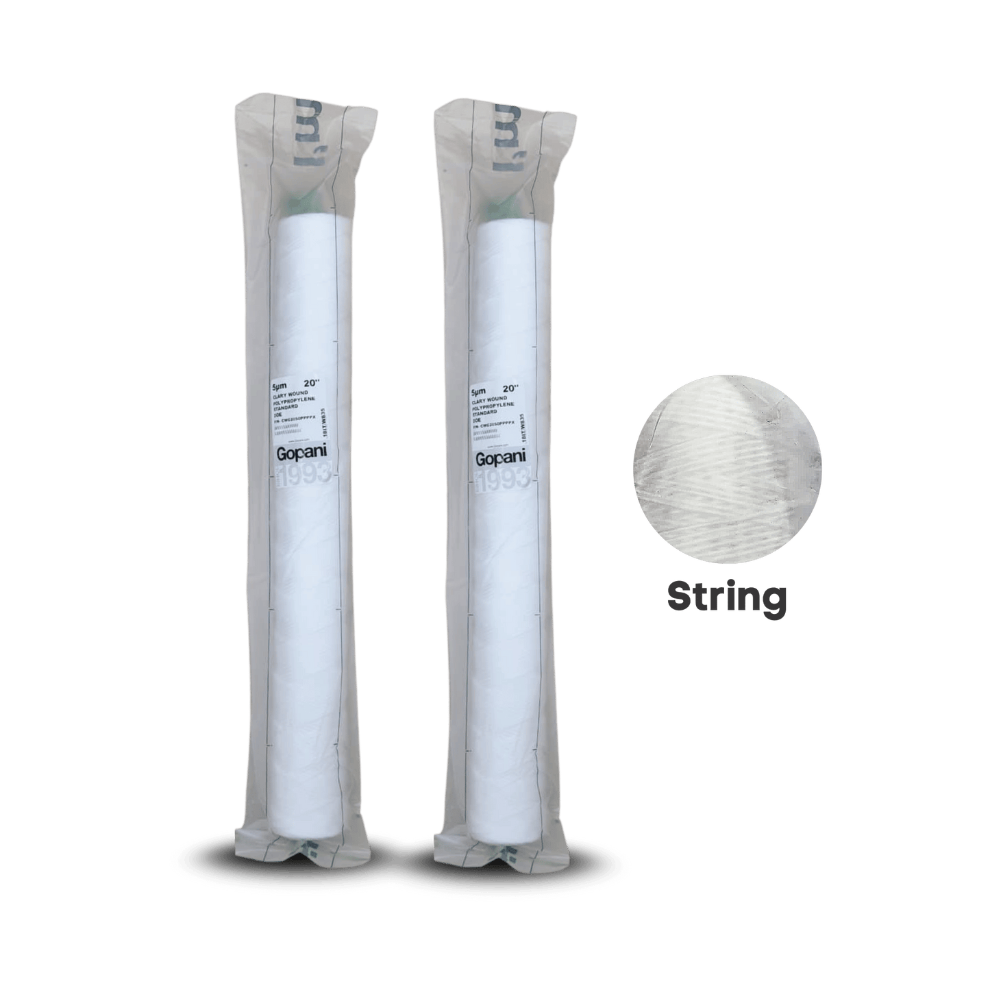 Gopani Clarywound Ultra String Wound Cartridge – 2.5 x 20" Slim, 5 Micron