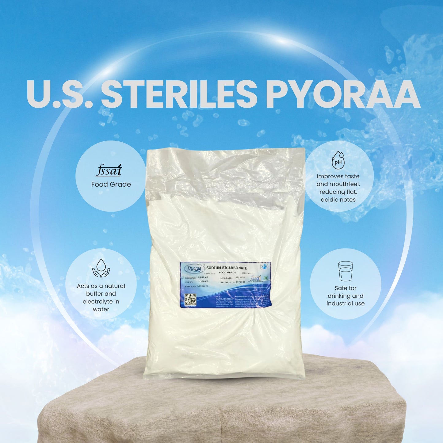 U.S. Steriles Gramicid Pyoraa Sodium Bicarbonate – Food Grade (RO Water pH & Taste Balancer)
