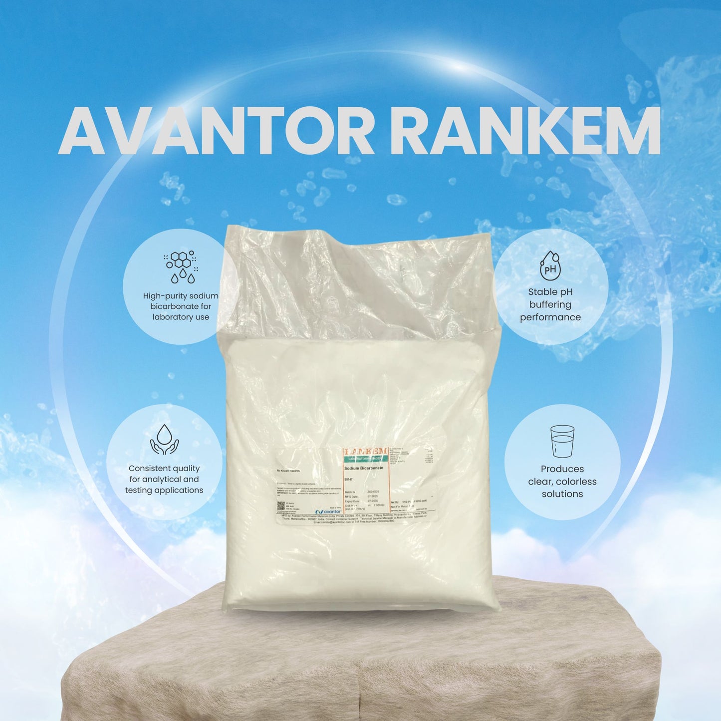 Rankem (Avantor) Sodium Bicarbonate – High Purity (Laboratory & Technical Grade)