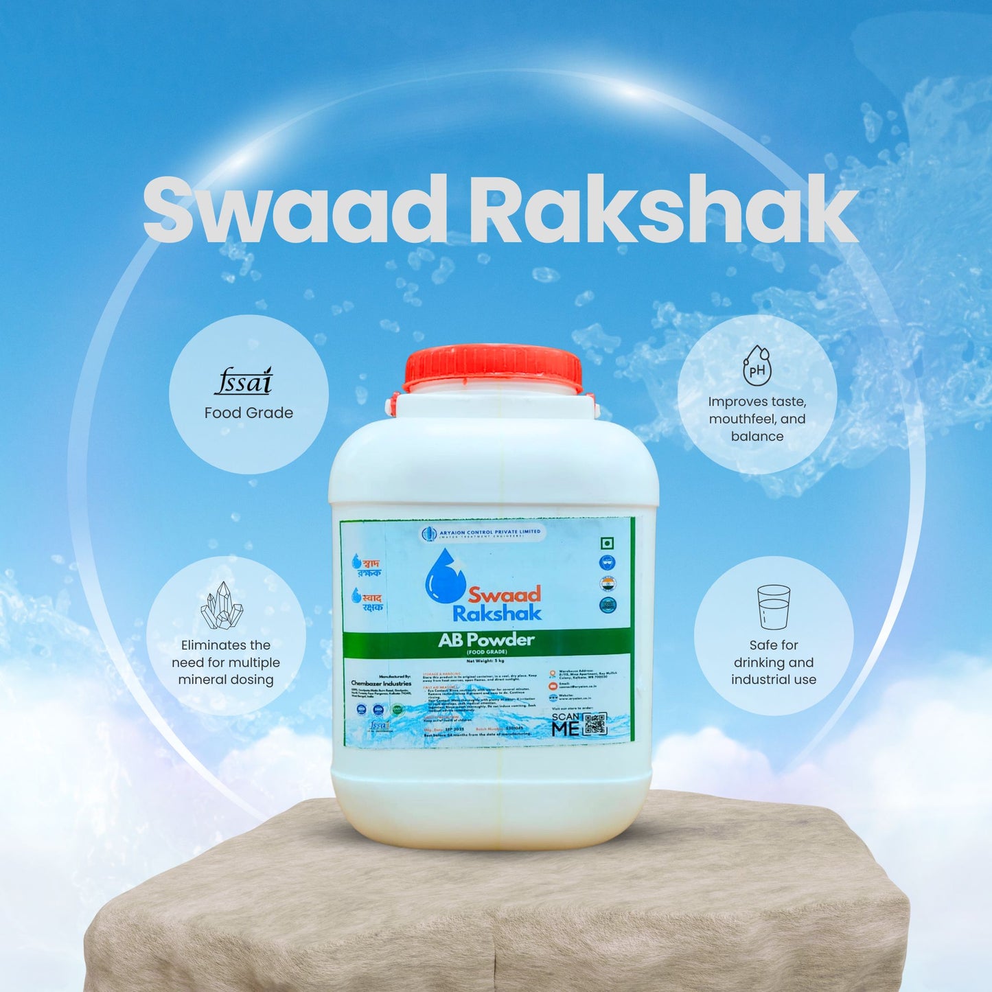 Swaad Rakshak AB Powder – Food Grade (All-in-One RO Mineral & Taste Enhancer)