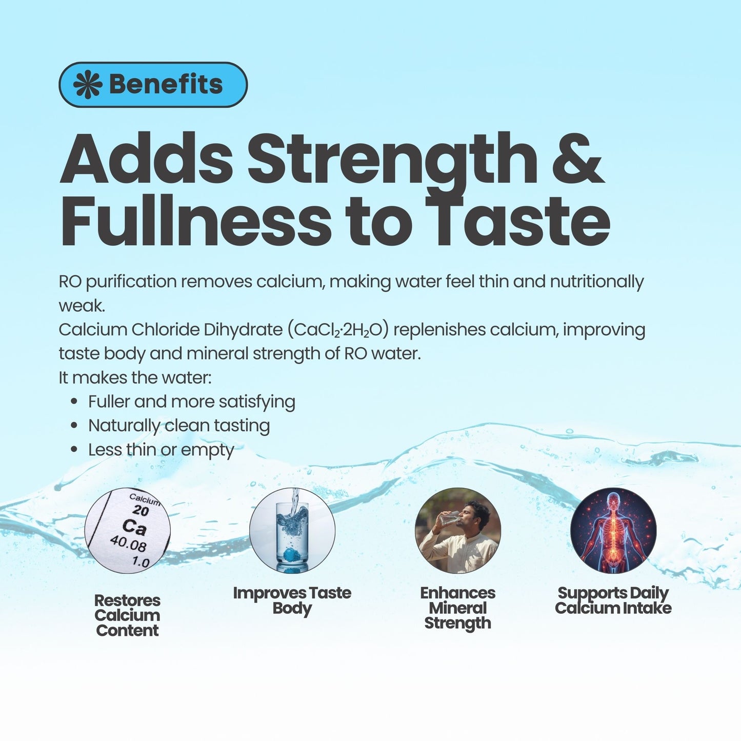 Swaad Rakshak Calcium Chloride – Food Grade (RO Water Mineral & Hardness Booster)