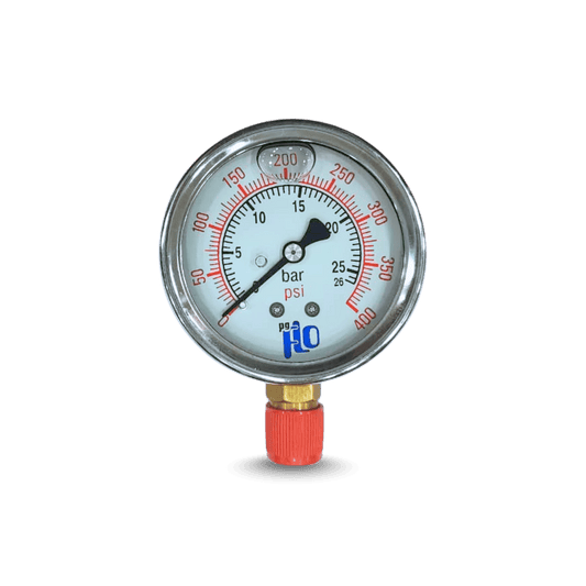 Glycerin Filled Bottom Connection Brass Pressure Gauge 0–400 PSI (0–26 kg/cm²)