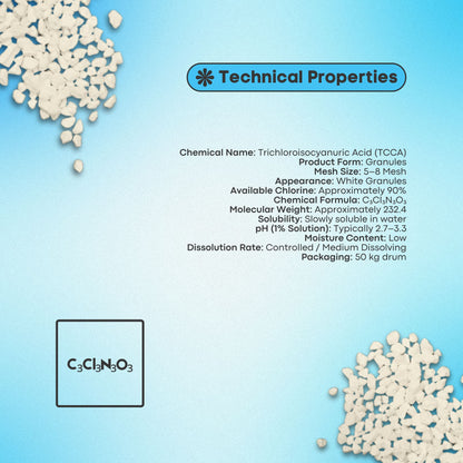 TCCA 90 Chlorine Granules (5–8 Mesh) | Trichloroisocyanuric Acid 90%