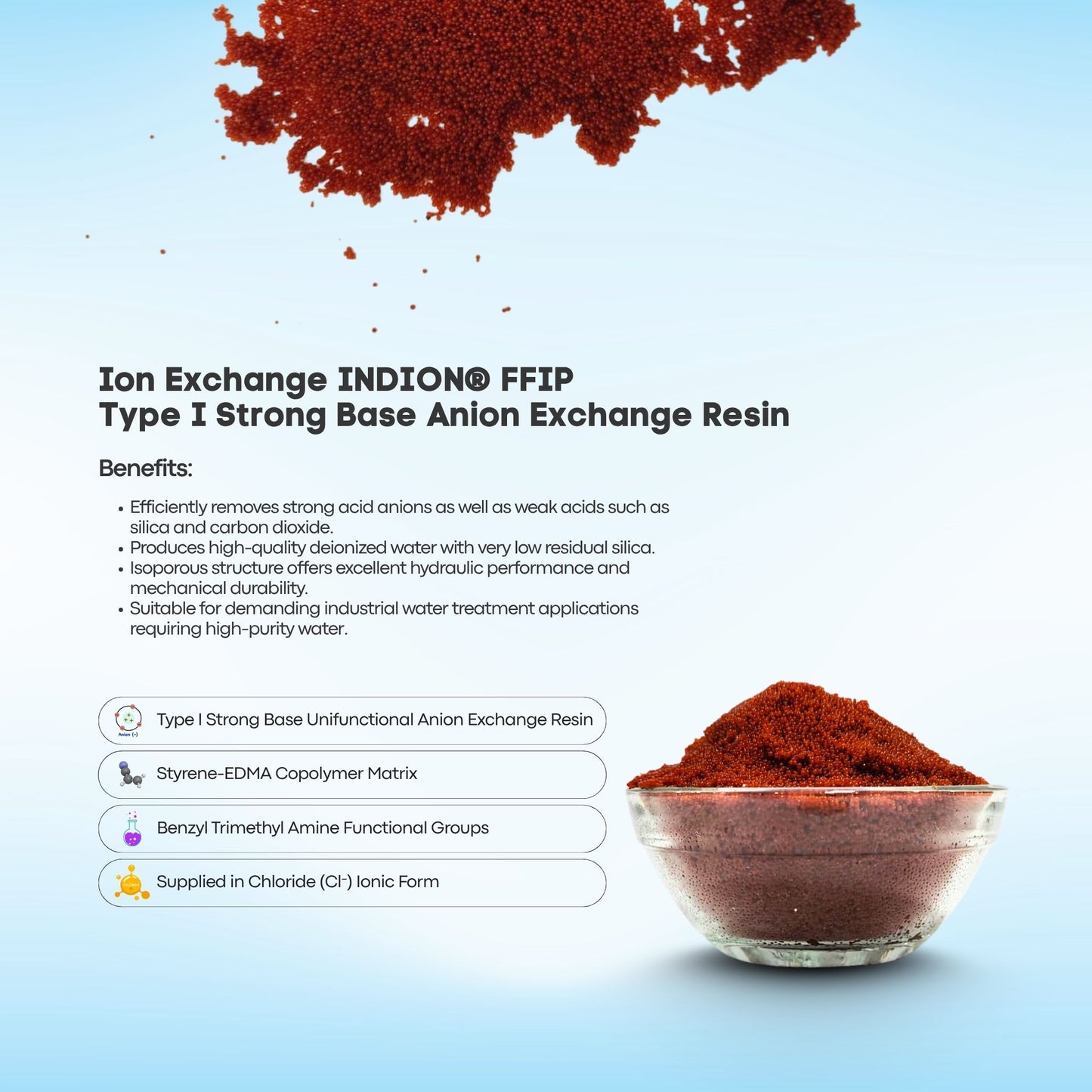 Ion Exchange INDION® FFIP | Type I Strong Base Anion Exchange Resin