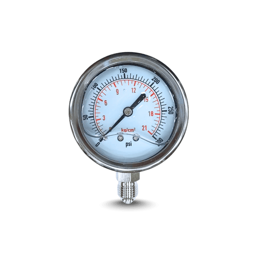 Glycerin Filled Bottom Connection Pressure Gauge 0–300 PSI (0–21 kg/cm²)
