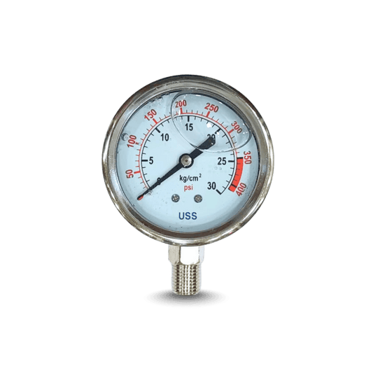 Glycerin Filled Bottom Connection Pressure Gauge 0–400 PSI (0–30 kg/cm²)