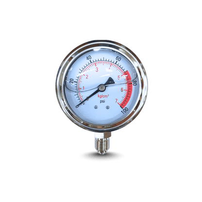 Glycerin Filled Bottom Connection Pressure Gauge 0–100 PSI (0–7 kg/cm²)