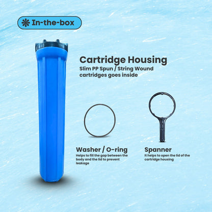 2.5” x 20” Slim Blue Cartridge Filter Housing