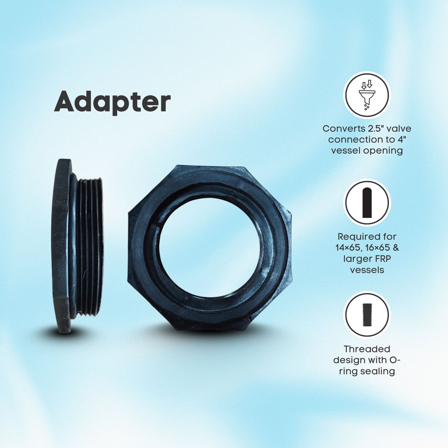 2.5" to 4" Multiport Valve Adapter (For FRP Vessels)